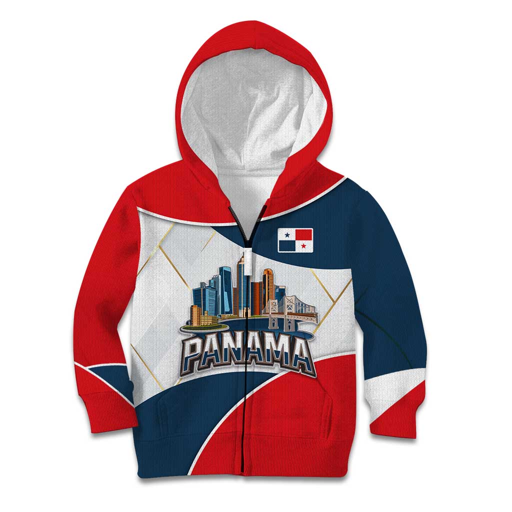 Panama City Skyline Kid Hoodie with National Coat of Arms and Red Blue Flag Theme - Wonder Print Shop