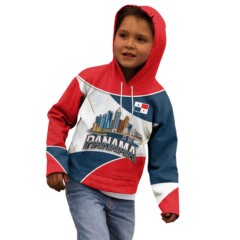 Panama City Skyline Kid Hoodie with National Coat of Arms and Red Blue Flag Theme - Wonder Print Shop