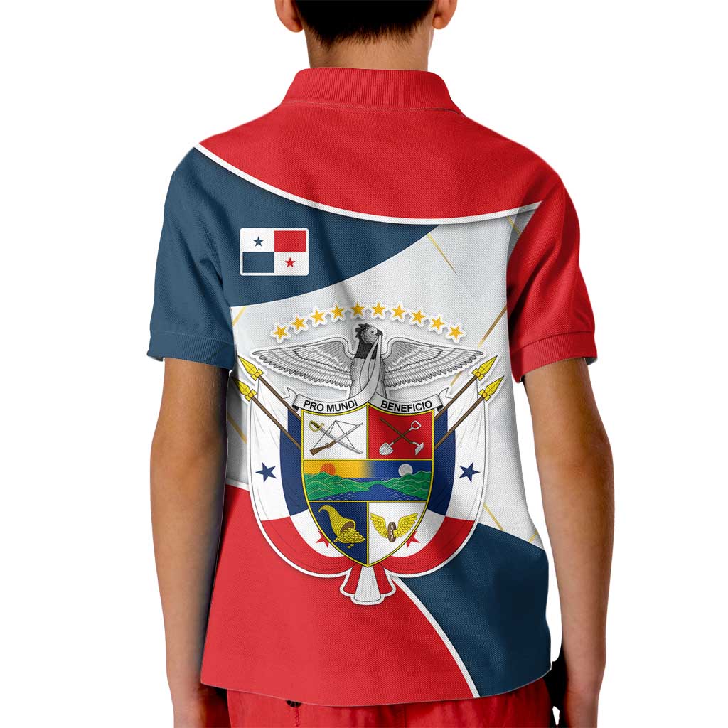 Panama City Skyline Kid Polo Shirt with National Coat of Arms and Red Blue Flag Theme - Wonder Print Shop