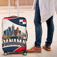 Panama City Skyline Luggage Cover with National Coat of Arms and Red Blue Flag Theme - Wonder Print Shop