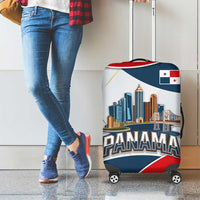 Panama City Skyline Luggage Cover with National Coat of Arms and Red Blue Flag Theme - Wonder Print Shop