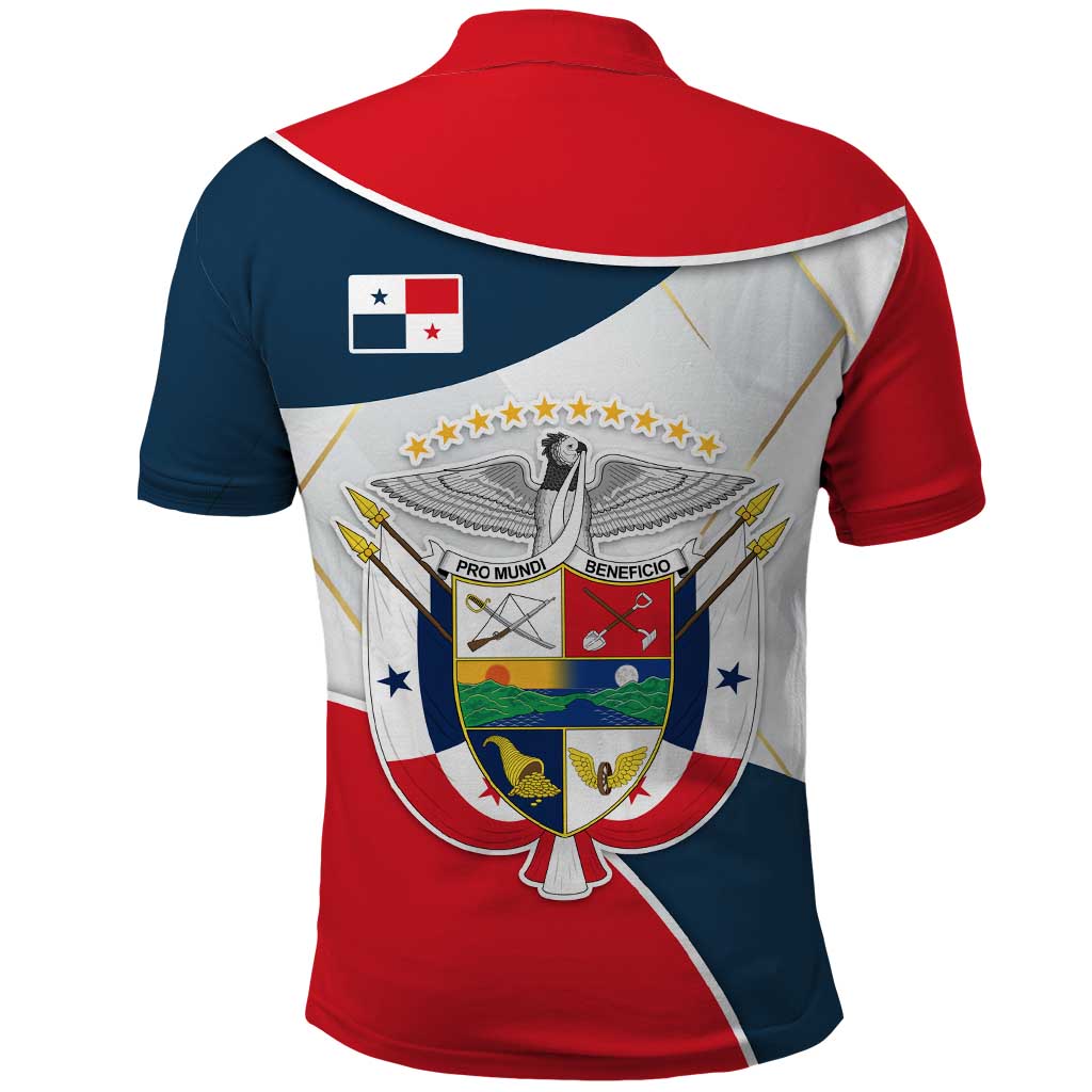 Panama City Skyline Polo Shirt with National Coat of Arms and Red Blue Flag Theme - Wonder Print Shop