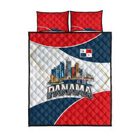 Panama City Skyline Quilt Bed Set with National Coat of Arms and Red Blue Flag Theme - Wonder Print Shop