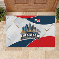 Panama City Skyline Rubber Doormat with National Coat of Arms and Red Blue Flag Theme - Wonder Print Shop