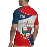 Panama City Skyline Rugby Jersey with National Coat of Arms and Red Blue Flag Theme - Wonder Print Shop