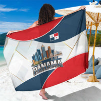 Panama City Skyline Sarong with National Coat of Arms and Red Blue Flag Theme - Wonder Print Shop