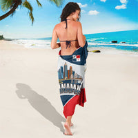 Panama City Skyline Sarong with National Coat of Arms and Red Blue Flag Theme - Wonder Print Shop