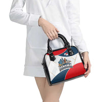 Panama City Skyline Shoulder Handbag with National Coat of Arms and Red Blue Flag Theme - Wonder Print Shop