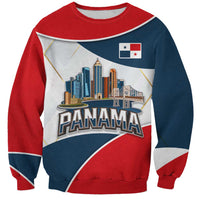 Panama City Skyline Sweatshirt with National Coat of Arms and Red Blue Flag Theme - Wonder Print Shop