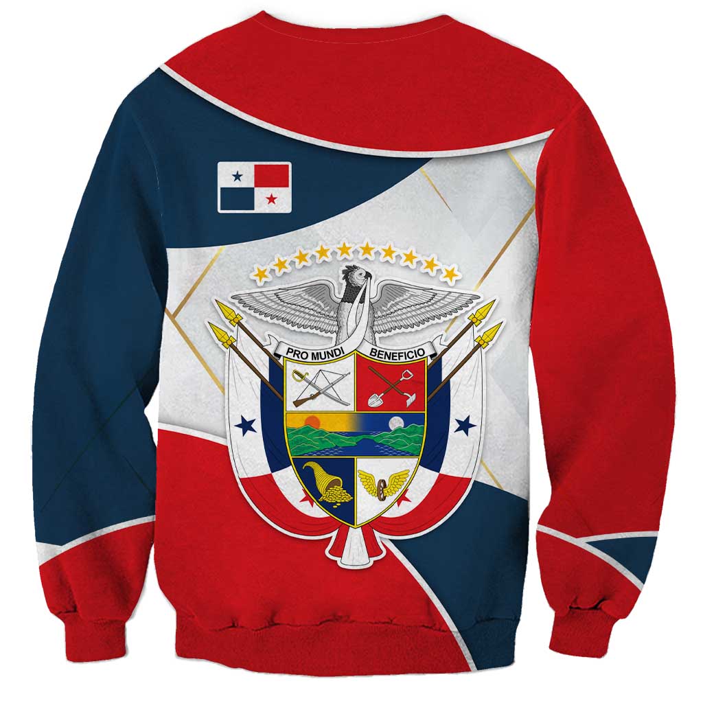Panama City Skyline Sweatshirt with National Coat of Arms and Red Blue Flag Theme - Wonder Print Shop