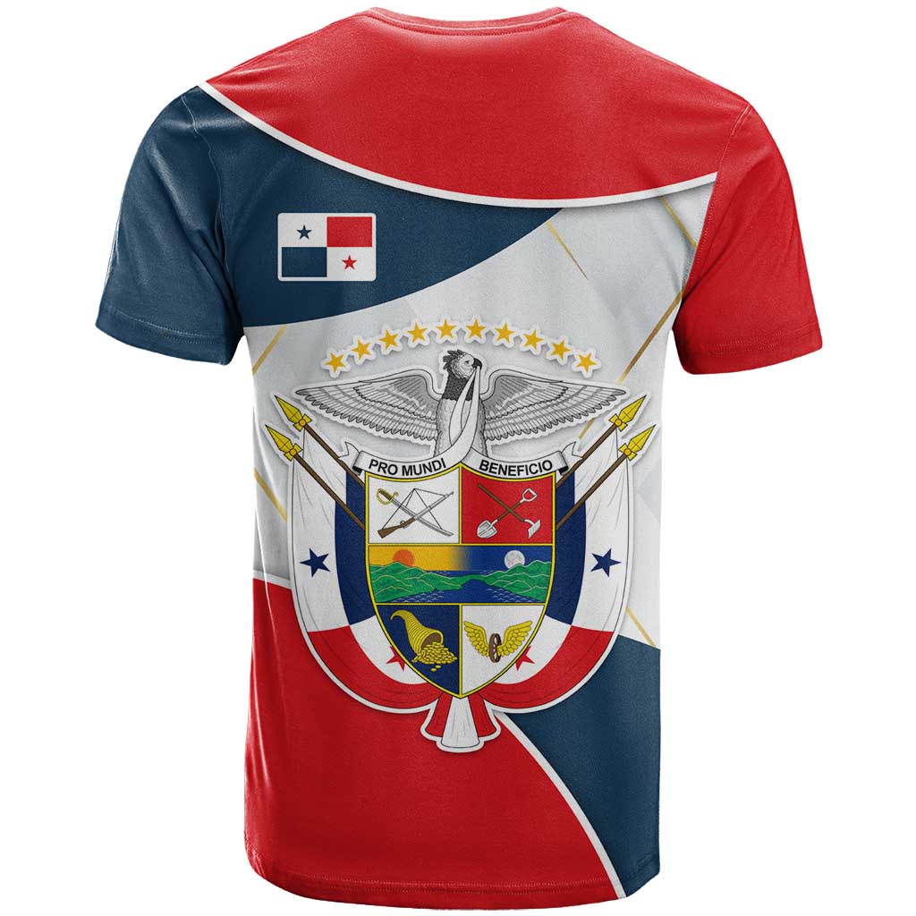 Panama City Skyline T Shirt with National Coat of Arms and Red Blue Flag Theme - Wonder Print Shop