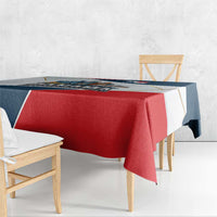 Panama City Skyline Tablecloth with National Coat of Arms and Red Blue Flag Theme - Wonder Print Shop