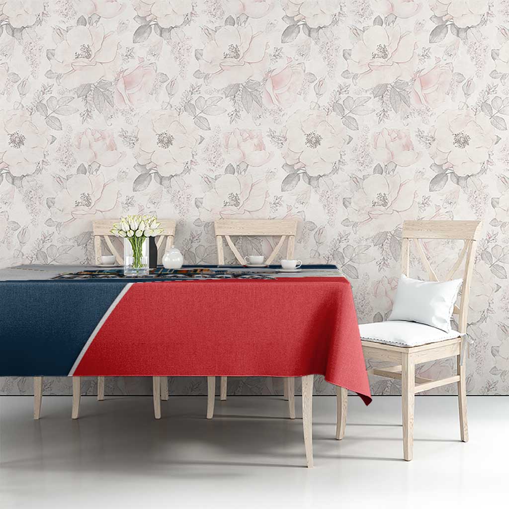 Panama City Skyline Tablecloth with National Coat of Arms and Red Blue Flag Theme - Wonder Print Shop