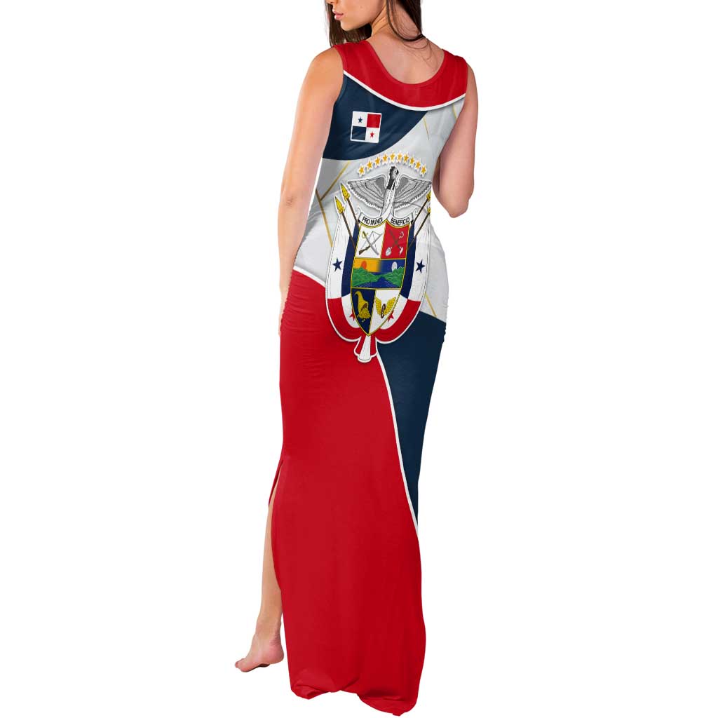 Panama City Skyline Tank Maxi Dress with National Coat of Arms and Red Blue Flag Theme - Wonder Print Shop