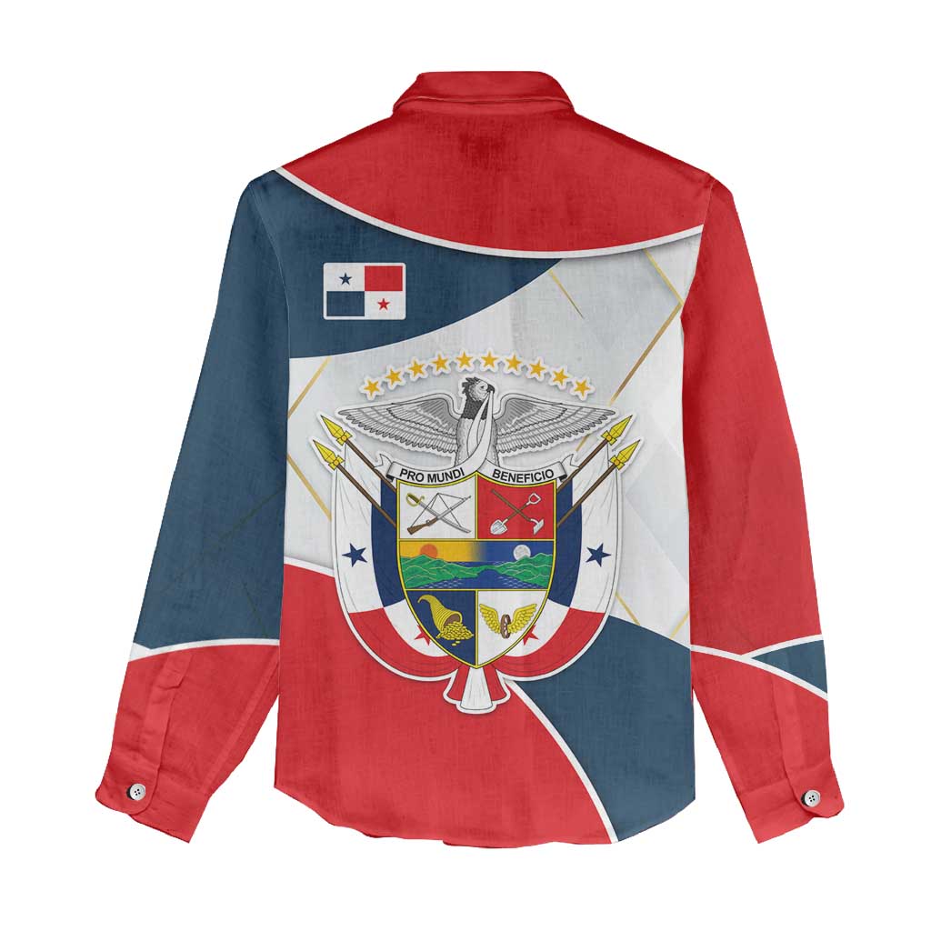 Panama City Skyline Women Casual Shirt with National Coat of Arms and Red Blue Flag Theme - Wonder Print Shop