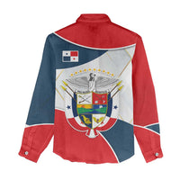 Panama City Skyline Women Casual Shirt with National Coat of Arms and Red Blue Flag Theme - Wonder Print Shop