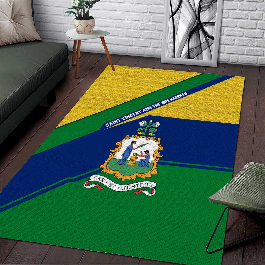 Saint Vincent and the Grenadines Flag Area Rug Coat of Arms and National Colors - Wonder Print Shop