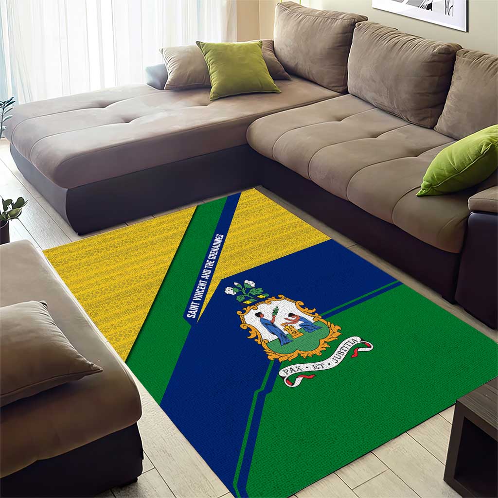Saint Vincent and the Grenadines Flag Area Rug Coat of Arms and National Colors - Wonder Print Shop