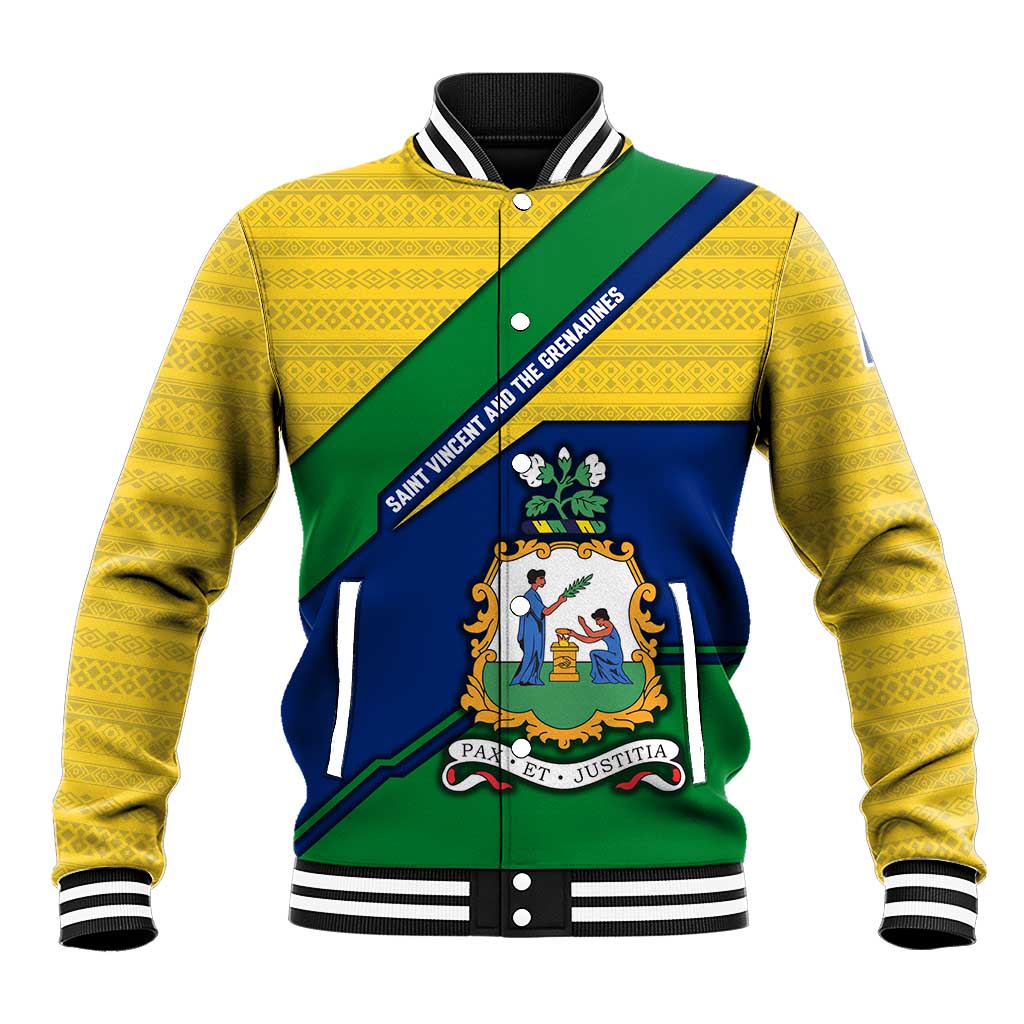 Saint Vincent and the Grenadines Flag Baseball Jacket Coat of Arms and National Colors - Wonder Print Shop
