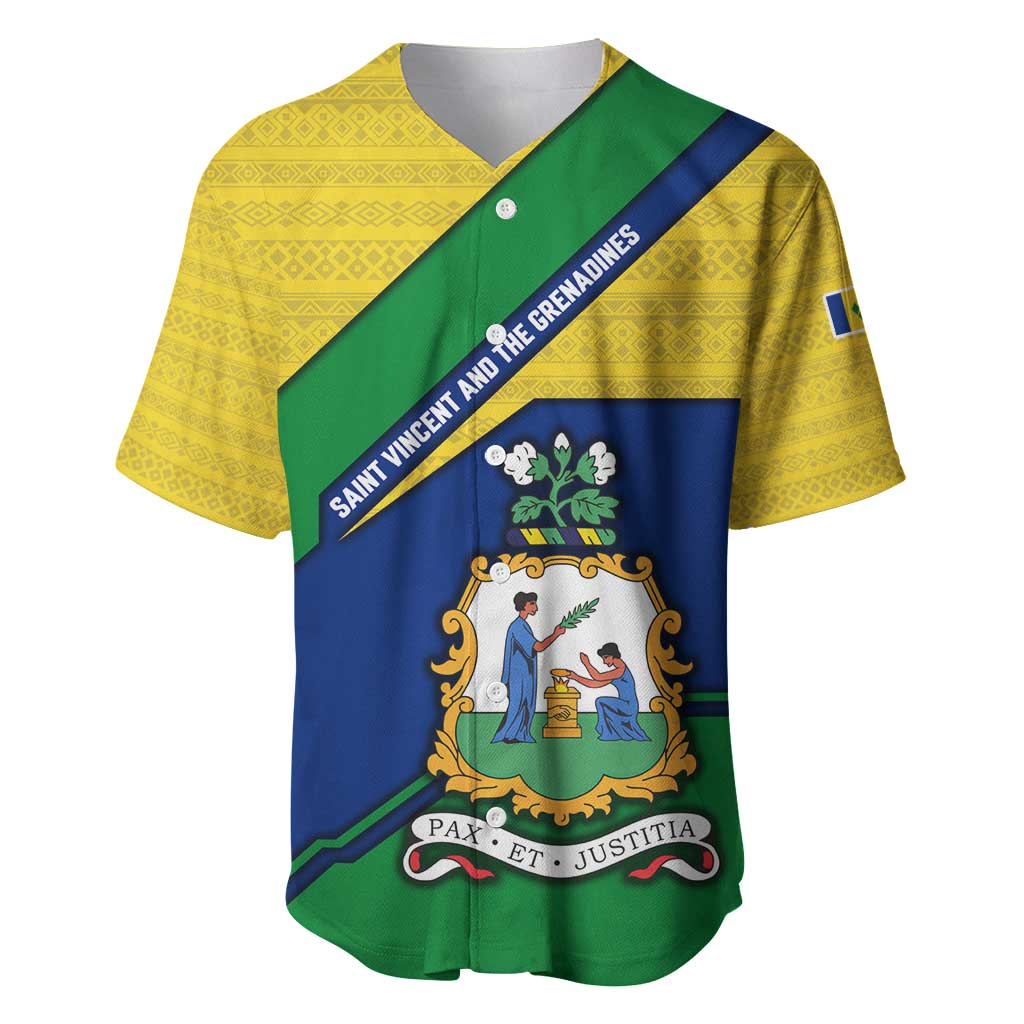 Saint Vincent and the Grenadines Flag Baseball Jersey Coat of Arms and National Colors - Wonder Print Shop