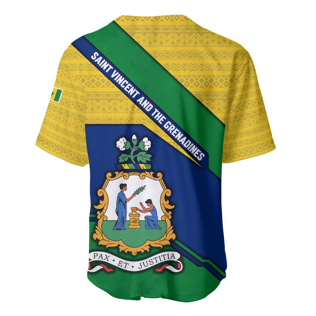 Saint Vincent and the Grenadines Flag Baseball Jersey Coat of Arms and National Colors - Wonder Print Shop
