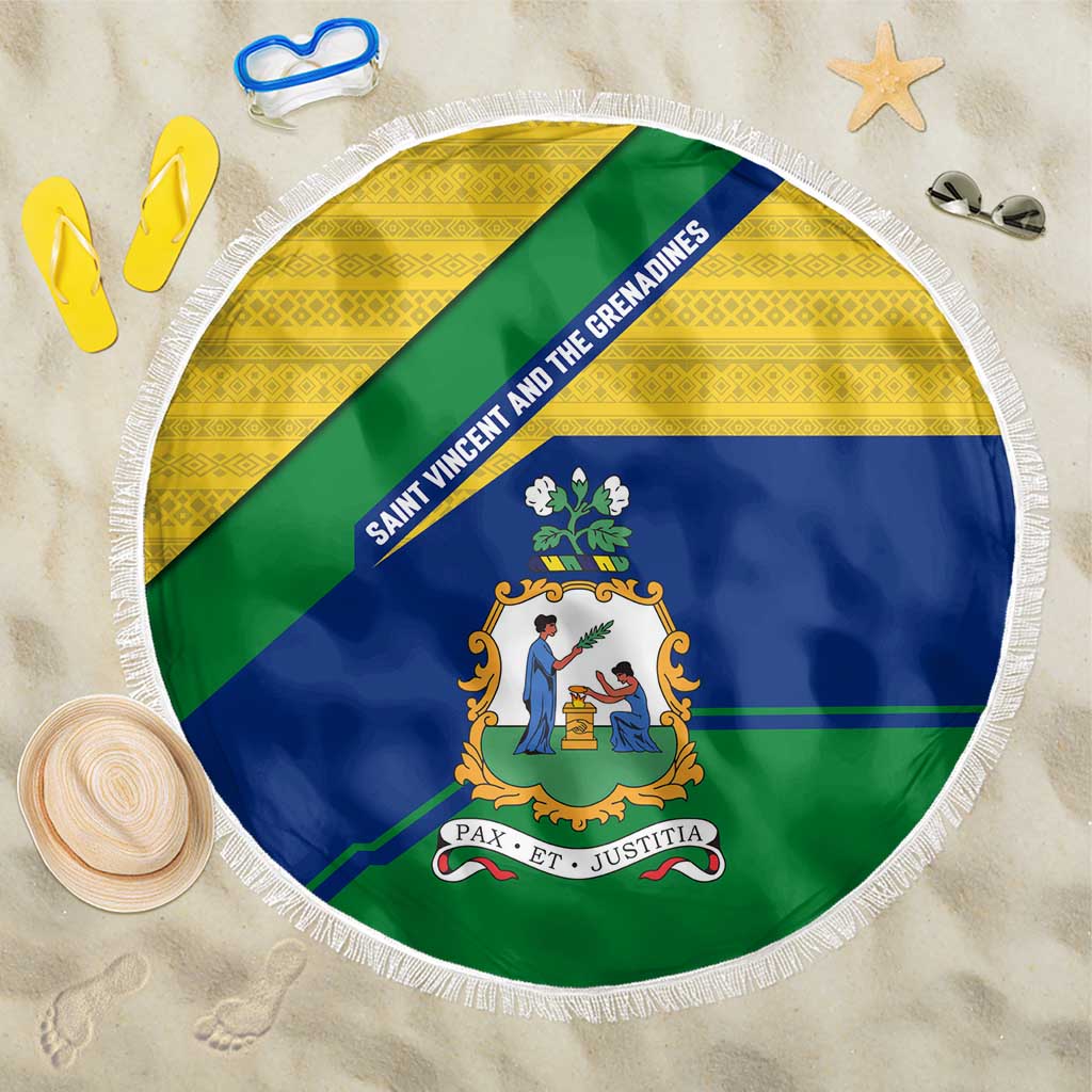 Saint Vincent and the Grenadines Flag Beach Blanket Coat of Arms and National Colors - Wonder Print Shop