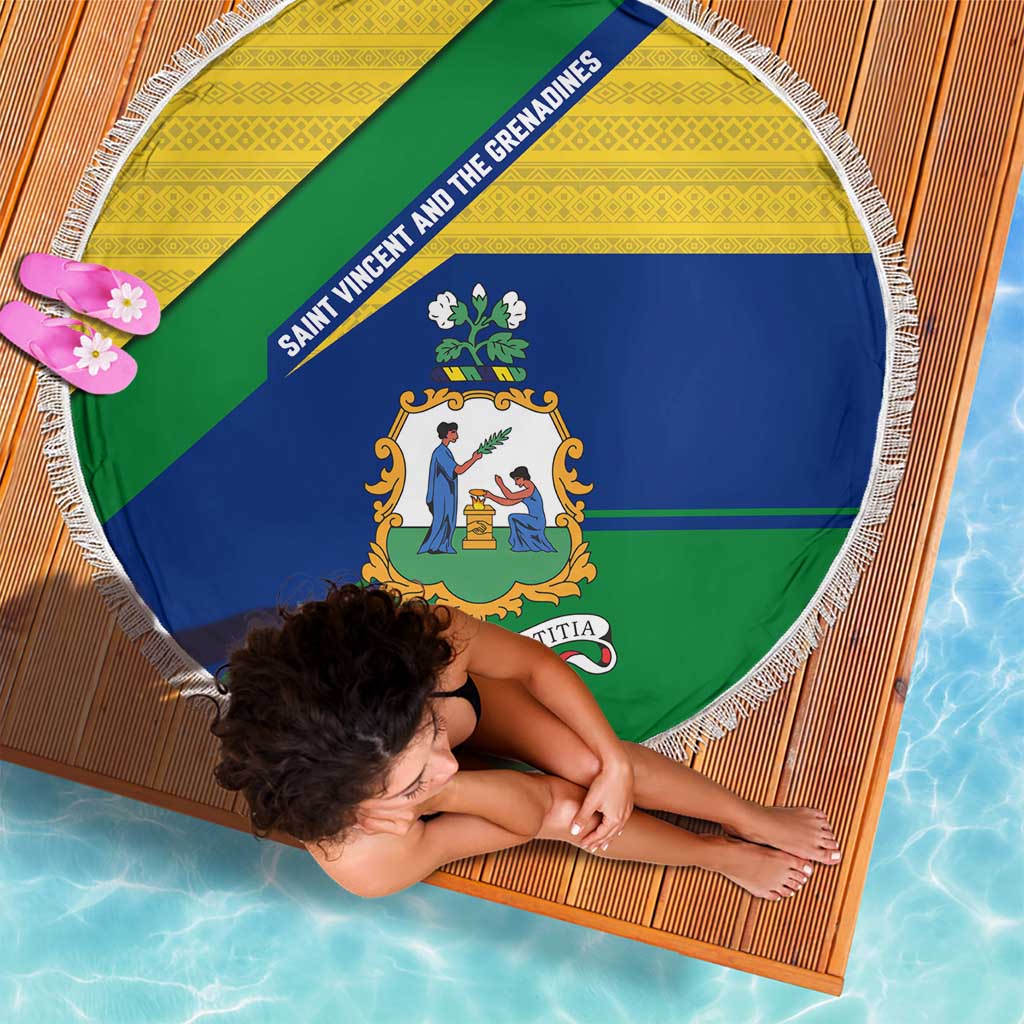 Saint Vincent and the Grenadines Flag Beach Blanket Coat of Arms and National Colors - Wonder Print Shop