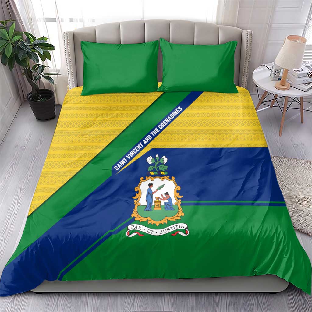 Saint Vincent and the Grenadines Flag Bedding Set Coat of Arms and National Colors - Wonder Print Shop