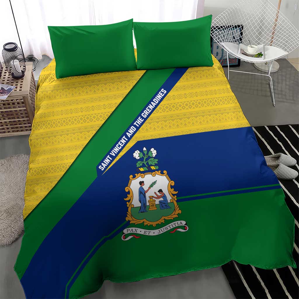 Saint Vincent and the Grenadines Flag Bedding Set Coat of Arms and National Colors - Wonder Print Shop