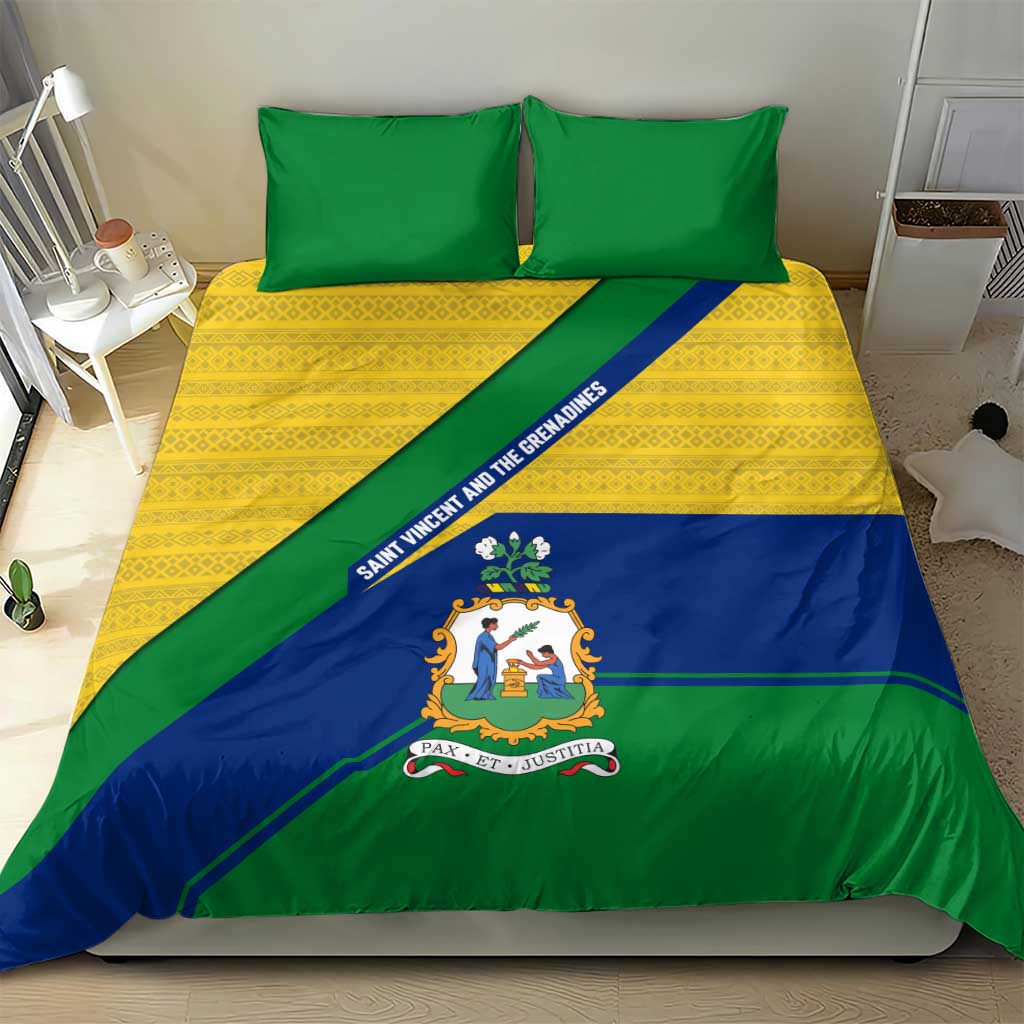Saint Vincent and the Grenadines Flag Bedding Set Coat of Arms and National Colors - Wonder Print Shop