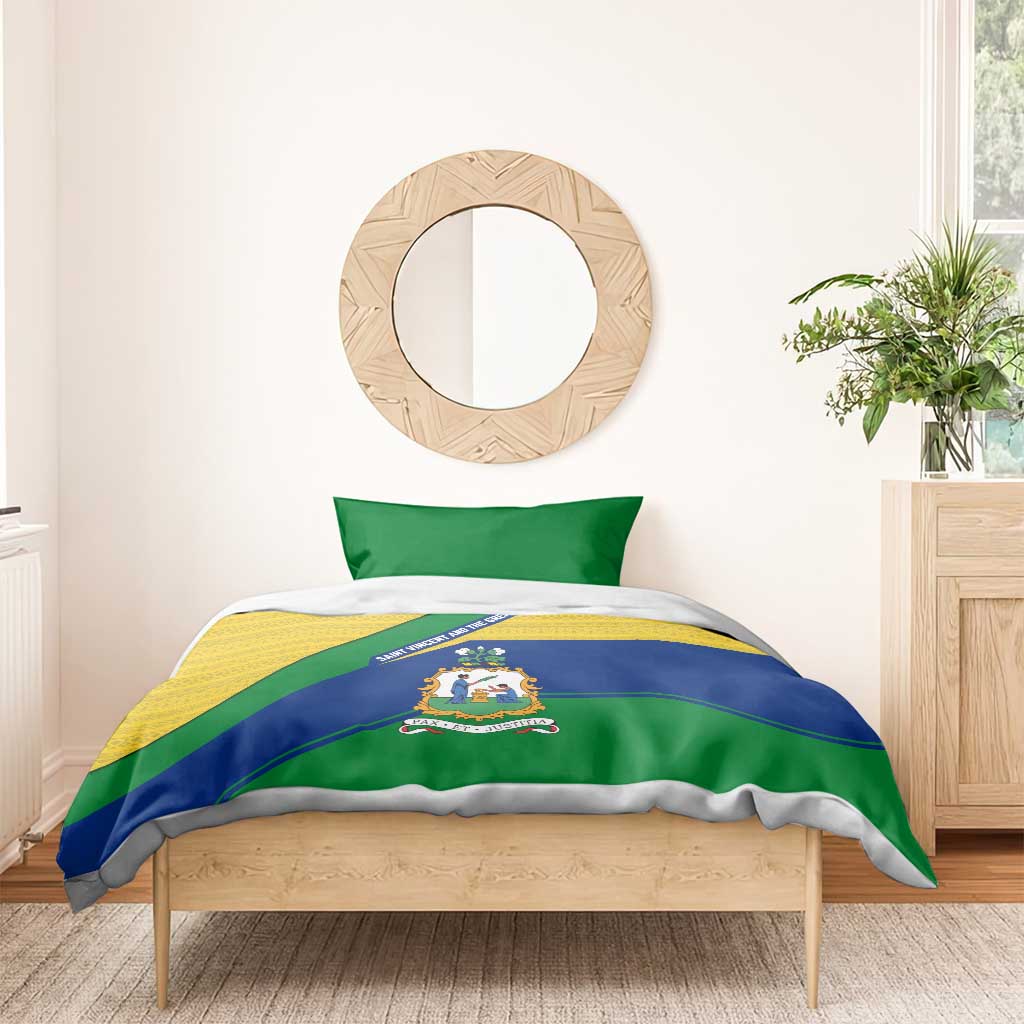 Saint Vincent and the Grenadines Flag Bedding Set Coat of Arms and National Colors - Wonder Print Shop