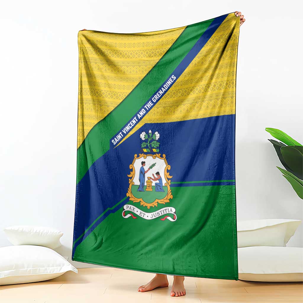 Saint Vincent and the Grenadines Flag Blanket Coat of Arms and National Colors - Wonder Print Shop