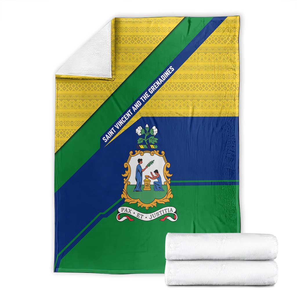 Saint Vincent and the Grenadines Flag Blanket Coat of Arms and National Colors - Wonder Print Shop