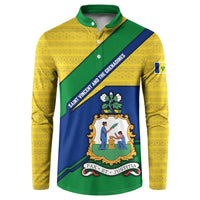 Saint Vincent and the Grenadines Flag Button Sweatshirt Coat of Arms and National Colors - Wonder Print Shop