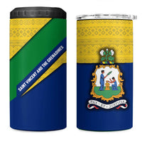 Saint Vincent and the Grenadines Flag 4 in 1 Can Cooler Tumbler Coat of Arms and National Colors - Wonder Print Shop