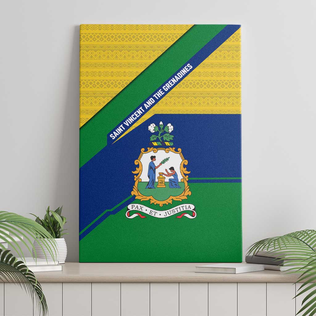 Saint Vincent and the Grenadines Flag Canvas Wall Art Coat of Arms and National Colors - Wonder Print Shop
