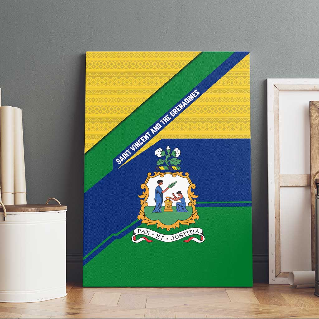 Saint Vincent and the Grenadines Flag Canvas Wall Art Coat of Arms and National Colors - Wonder Print Shop