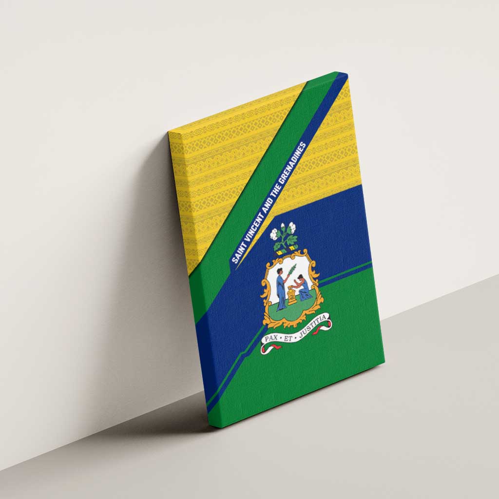 Saint Vincent and the Grenadines Flag Canvas Wall Art Coat of Arms and National Colors - Wonder Print Shop