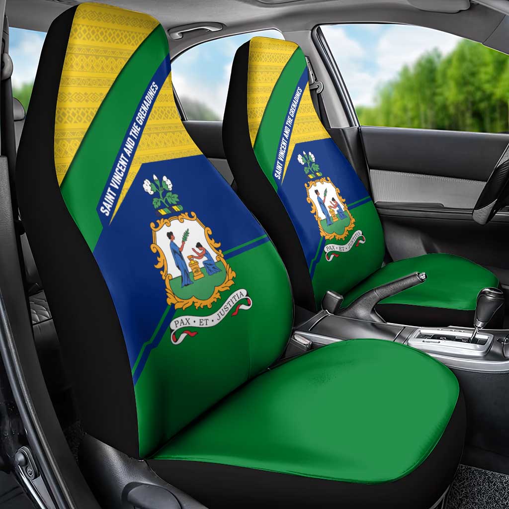 Saint Vincent and the Grenadines Flag Car Seat Cover Coat of Arms and National Colors - Wonder Print Shop