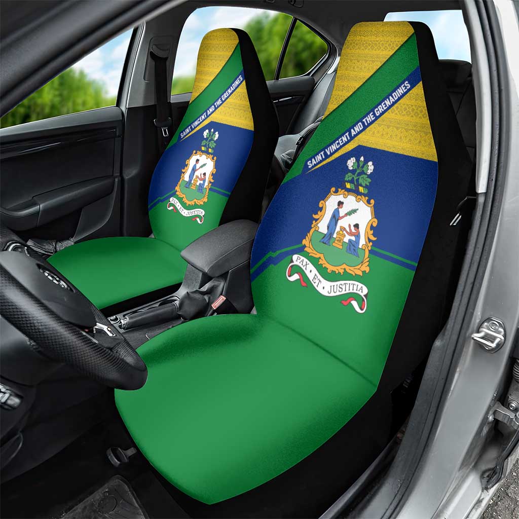 Saint Vincent and the Grenadines Flag Car Seat Cover Coat of Arms and National Colors - Wonder Print Shop