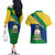 Saint Vincent and the Grenadines Flag Couples Matching Off The Shoulder Long Sleeve Dress and Hawaiian Shirt Coat of Arms and National Colors - Wonder Print Shop
