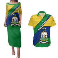 Saint Vincent and the Grenadines Flag Couples Matching Puletasi and Hawaiian Shirt Coat of Arms and National Colors - Wonder Print Shop