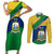 Saint Vincent and the Grenadines Flag Couples Matching Short Sleeve Bodycon Dress and Long Sleeve Button Shirt Coat of Arms and National Colors - Wonder Print Shop