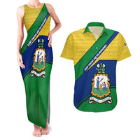 Saint Vincent and the Grenadines Flag Couples Matching Tank Maxi Dress and Hawaiian Shirt Coat of Arms and National Colors - Wonder Print Shop