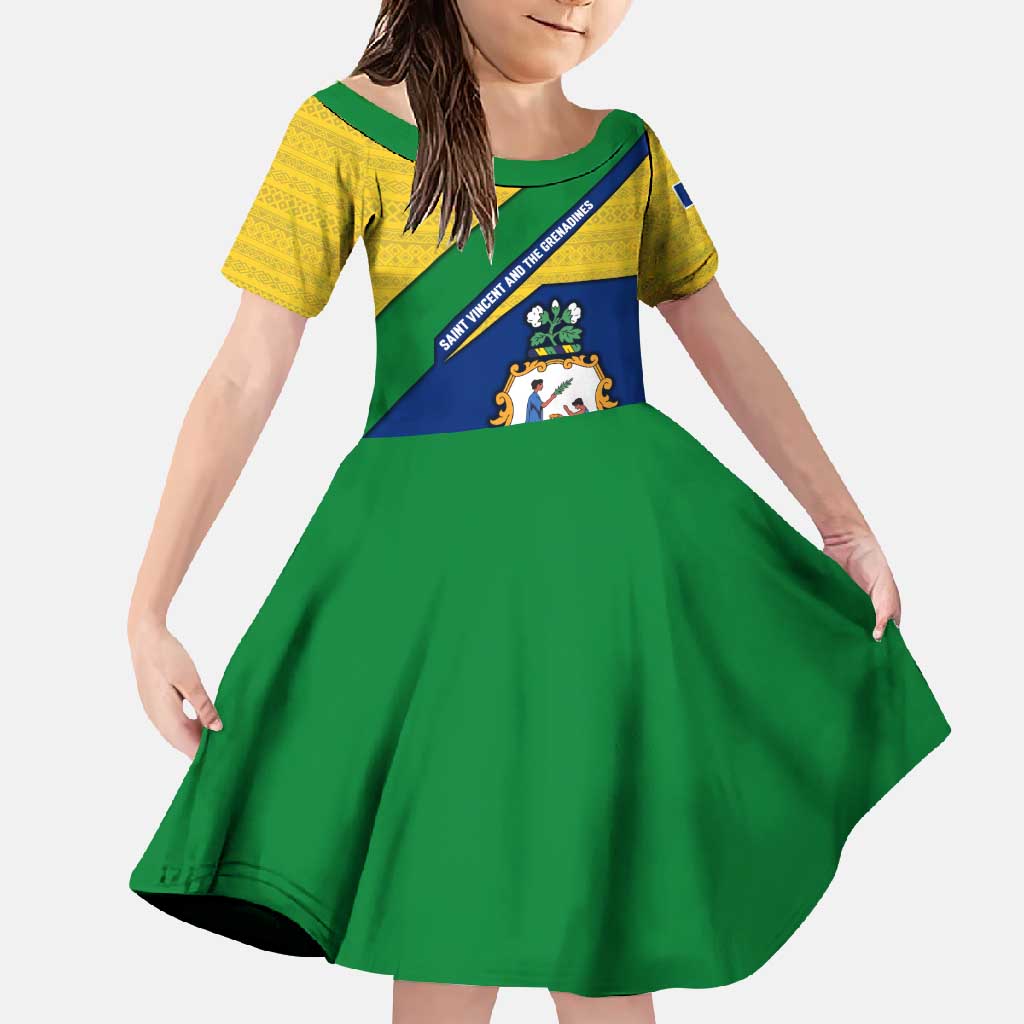 Saint Vincent and the Grenadines Flag Family Matching Mermaid Dress and Hawaiian Shirt Coat of Arms and National Colors - Wonder Print Shop