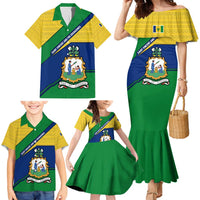 Saint Vincent and the Grenadines Flag Family Matching Mermaid Dress and Hawaiian Shirt Coat of Arms and National Colors - Wonder Print Shop
