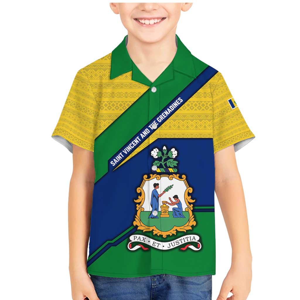 Saint Vincent and the Grenadines Flag Family Matching Mermaid Dress and Hawaiian Shirt Coat of Arms and National Colors - Wonder Print Shop