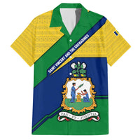 Saint Vincent and the Grenadines Flag Family Matching Off The Shoulder Long Sleeve Dress and Hawaiian Shirt Coat of Arms and National Colors - Wonder Print Shop