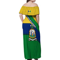 Saint Vincent and the Grenadines Flag Family Matching Off Shoulder Maxi Dress and Hawaiian Shirt Coat of Arms and National Colors - Wonder Print Shop