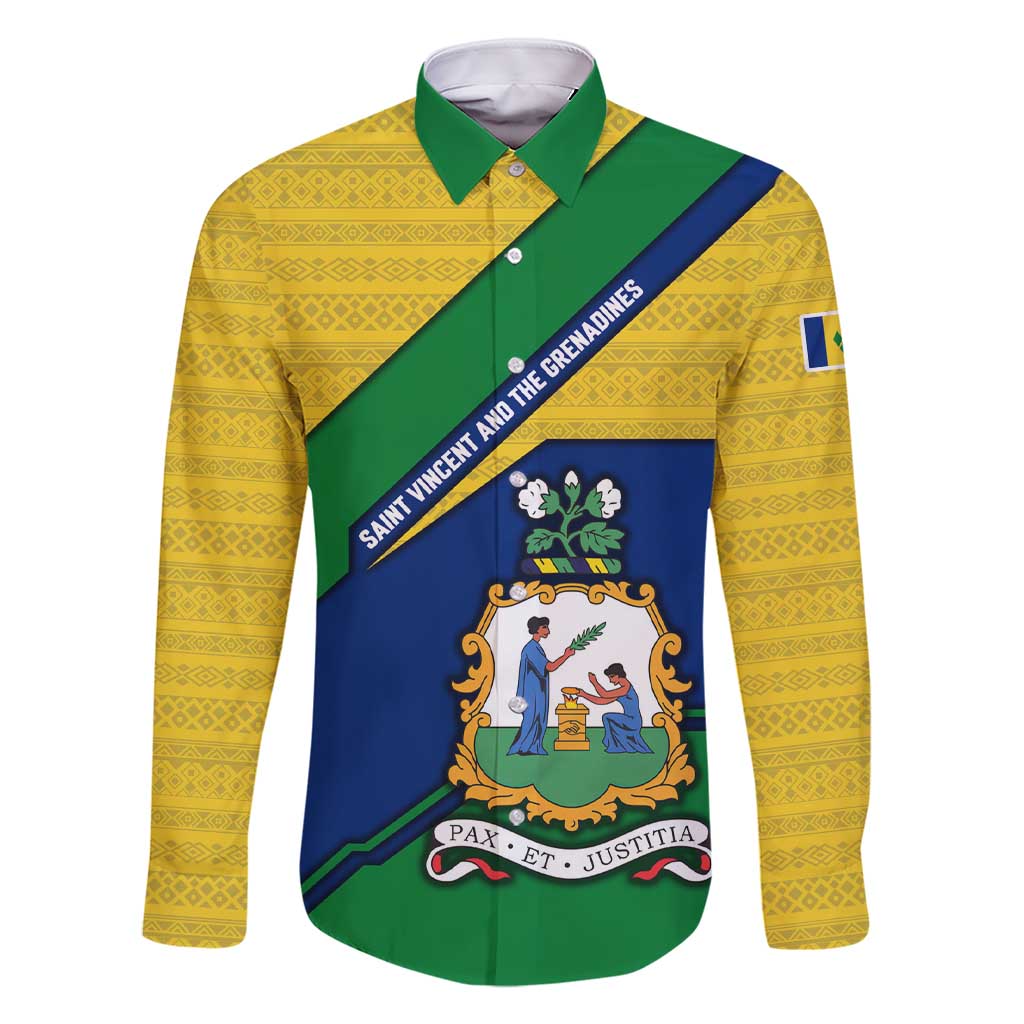 Saint Vincent and the Grenadines Flag Family Matching Short Sleeve Bodycon Dress and Hawaiian Shirt Coat of Arms and National Colors - Wonder Print Shop